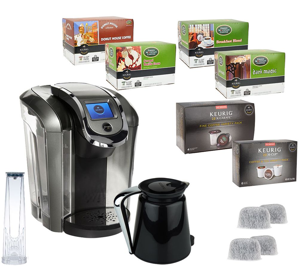 Keurig 2.0 K550 Coffee Maker w/ 54 K-Cup Packs, 4 K-Carafe Packs & Filters - K42576 QVC.com